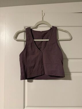 Athleta Ribbed V-Neck Cropped Tank - Mauve Purple